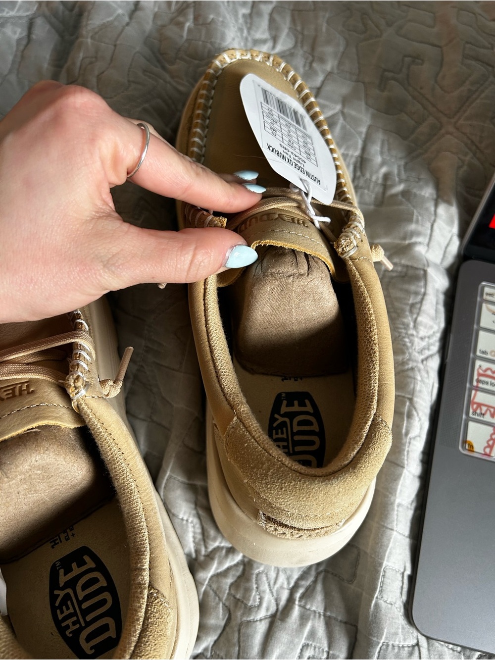 BRAND NEW Hey Dude platform Austin Edge Ox Nubuck Loafers in Tan SIZE 8 - Picture 10 of 15
